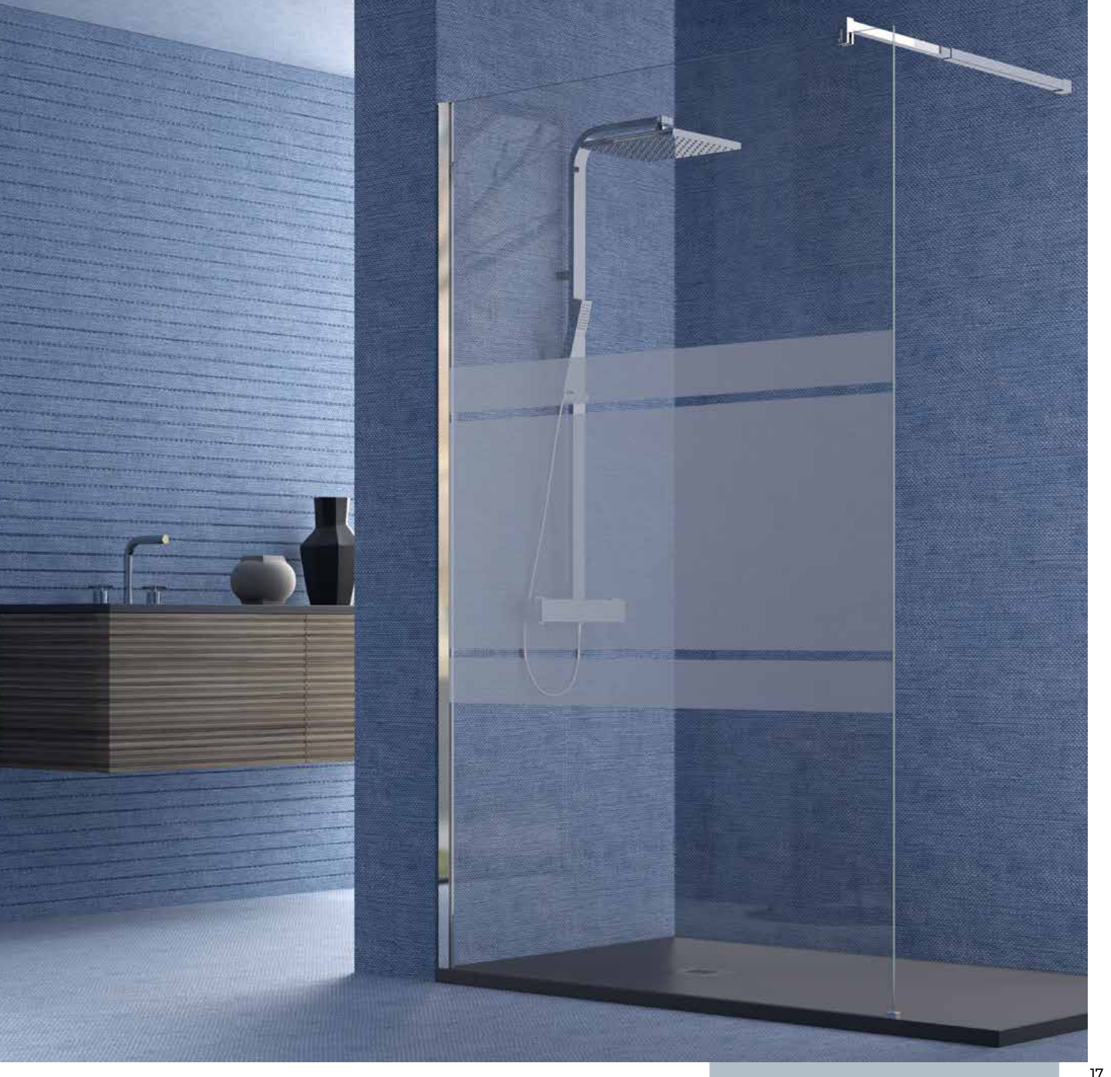 Mampara de ducha con vidrio decorado