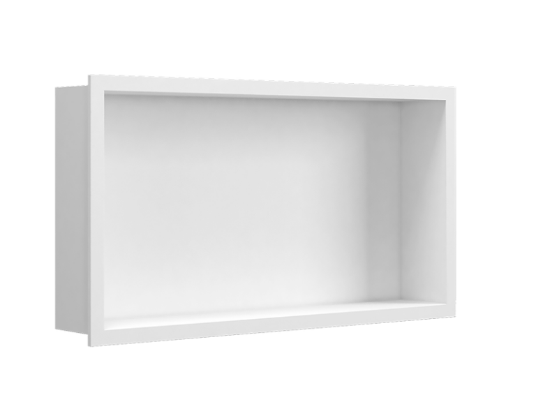 Hornacina blanca de 30 × 60 cm para integrar en la pared de la ducha